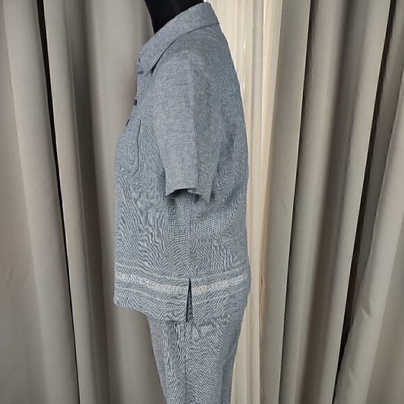 Norton McNaughton Petites Linen Cotton Blend Baby Blue 2pc Pants Suit Size PM - Picture 4 of 16